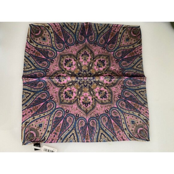 Jos A Bank Mens 14.5 X 14.5” Pink Blue Paisley 100% Silk Pocket Square New W Tag - Picture 8 of 16